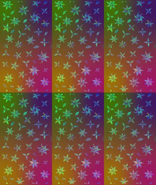 Raster illüstrasyonu. Küçük çiçekteki sevimli çiçek deseni. Kahverengi renkte çiçekler.