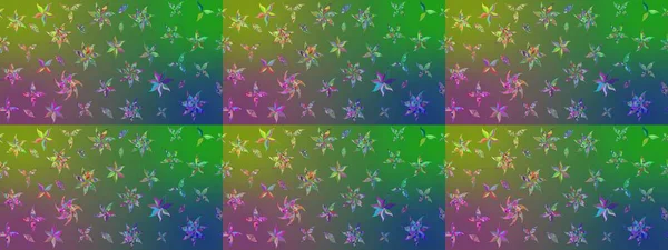 Güzel kumaş deseni. Yeşil ve mavi renklerde. Raster illüstrasyonundaki çiçek desenli çizim. Raster illüstrasyonu.