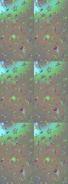 Raster illüstrasyonundaki çiçek desenli çizim. Gri ve bej renkli çiçekler. Renkli Bahar Teması eskiz kalıbı. Düz Çiçek Elementleri Tasarımı.