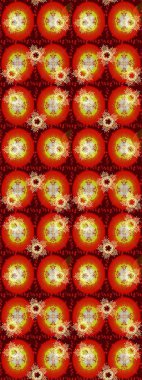 Kusursuz çiçek deseni. Asya tekstil tarzında. Raster illüstrasyonu. Turuncu, kahverengi ve kırmızı renkte çiçekler. Raster illüstrasyonu.