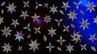 Sketch Colour Spring Theme eskiz kalıbı. Siyah renkli çiçekler. Sevimli çiçek raster deseni. Düz Çiçek Elementleri Tasarımı.