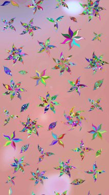 Tarafsız ve pembe renklere karalamalar çizilmiş çiçek deseni. Raster illüstrasyonu.