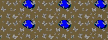 Kelebek görüntüsü. Raster illüstrasyonu. Basit bir şekilde. Kahverengi ve gri renklerde tropik kelebek çizimi. Çiz, çiz, çiz.