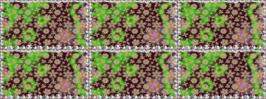 Çiçek buketleriyle klasik tarzda kusursuz desenler. Kahverengi renklerde. Raster illüstrasyonu.