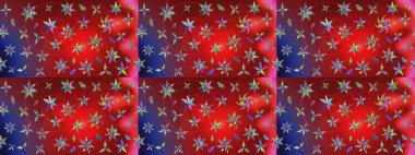 Şirin çiçek elementleri. Kırmızı ve mavi renkte çiçekler. Raster illüstrasyonu. Çizim.