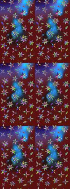 Raster illüstrasyonu. Hint süsü. Renkli süs kenarı. Kırmızı renklerde. Çizim kalıbı. Çiçek duvar kağıdı.