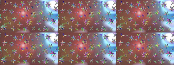 Düz Çiçek Elementleri Tasarım Raster illüstrasyonu. Kahverengi renkli çiçekler. Renkli Bahar temalı eskiz kalıbı. Çiçekli çiçek deseni, suluboya..