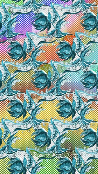 Renkli Bahar Teması el yapısı arka plan. Raster illüstrasyonunda el çiçeği deseni. Düz Çiçek Elementleri Tasarımı. Mavi, nötr ve gri renkte çiçekler.