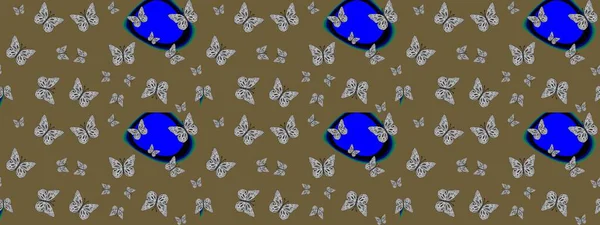 Kelebek görüntüsü. Raster illüstrasyonu. Basit bir şekilde. Kahverengi ve gri renklerde tropik kelebek çizimi. Çiz, çiz, çiz.