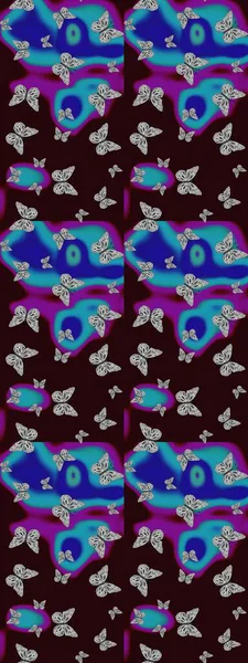 Renkli kelebeklerin eskiz geçmişi. Ambalajlar, duvar kağıtları, kumaş tasarımı ve kağıt için güzel bir arka plan. Kahverengi ve mavi üzerinde sevimli kelebekler. Raster illüstrasyonu.