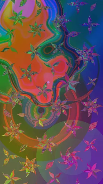 Çiçekli karalama şeklinde Raster çiçek deseni. Nazik, narin çiçek arkaplanı. Yeşil ve mavi renkte çiçekler.