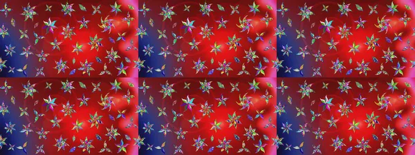 Şirin çiçek elementleri. Kırmızı ve mavi renkte çiçekler. Raster illüstrasyonu. Çizim.