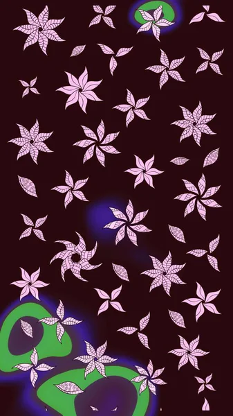 Düz Çiçek Elementleri Tasarımı. Kahverengi renkli çiçekler. Renkli Yaz Temalı eskiz kalıbı. Çiçekli retro deseni çiz.