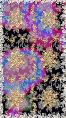 Gri renklerdeki altın element. Doku arka planında altın duvar kâğıdı. Barok tarzında altın çiçekli süs. Damask kusursuz yinelenen arkaplan.