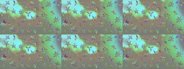 Renkli Bahar Teması eskiz kalıbı. Düz Çiçek Elementleri Tasarımı. Raster..