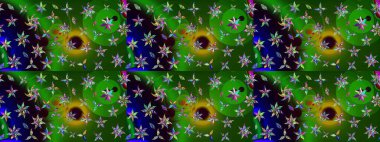 Vadinin yeşil ve siyah renkli çiçekleri. Çiçeksel çizim kalıbının çizimi.