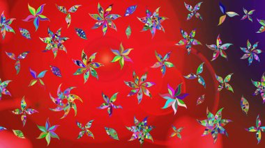 Suluboya tarzında kırmızı ve mor renklerde. Küçük çiçekli yay deseni çiz. Raster illüstrasyonu.