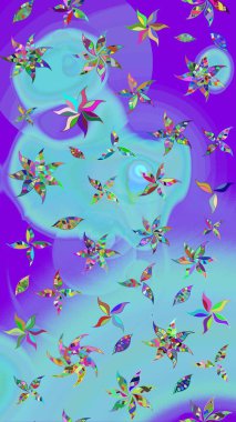 Renkli Bahar Teması eskiz kalıbı. Düz Çiçek Elementleri Tasarımı. Mavi ve mor renkli çiçekler. Raster illüstrasyonunda çiçek deseni çizimi.