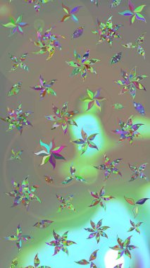 Raster illüstrasyonu. Şirin çiçek elementleri. Robot resim. Gri ve bej renkli çiçekler.