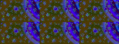 Raster Floral Illustration, Asyalı tekstil. Kahverengi ve mavi renkli etnik çiçeklerle zarif bir eskiz şekli..