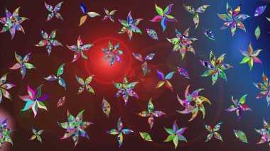 Raster illüstrasyonu. Düz Çiçek Elementleri Tasarımı. Çiçek desenli çizim. Güzel kumaş deseni. Renkli Bahar Teması eskiz kalıbı. Asya tekstil tarzında.