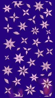 Retro tekstil tasarım koleksiyonu. El çizimi çiçek unsurları olan soyut çizim raster deseni. 1950-1960 motifleri. Çiçekli ipek eşarp. Mavi maviye.