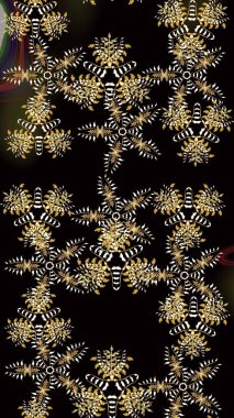 Raster illüstrasyonu. Küçük çiçekli yay deseni çiz. Suluboya tarzında siyah renkler üzerine.