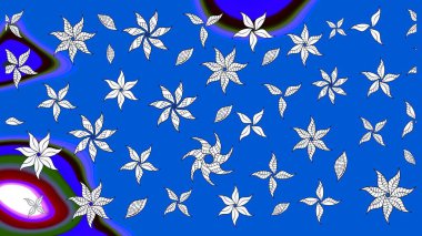 Tekstil tasarımı için mavi renkli geleneksel halk çiçekleri buketi. Üzerinde gelincikler ve vadi zambakları olan renkli çiçek desenli nakış..