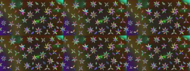 Raster illüstrasyonundaki çiçek desenli çizim. Kahverengi ve gri renkte çiçekler.