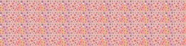 Sketch Floral Pattern in Raster illustration. Flowers on pink and beige colors. Colour Spring Theme sketch pattern Background. Flat Flower Elements Design.