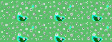 Paket kağıdı için en iyisi. Yeşil ve beyaz lale çiçekli Raster eskiz deseni. Doğal kozmetik ürünleri, parfüm, çiçekçi dükkanı için bahar ihalesi tasarımı. Karşılama ya da düğün geçmişi olarak kullanılabilir.