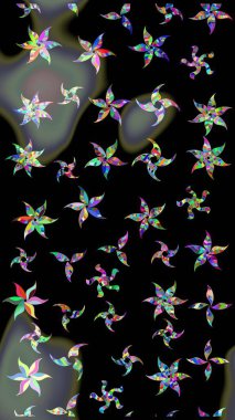 Siyah renkli çiçekler. Raster düz çiçek çizim deseni. Tasarım hediye paketi, tebrik kartları, posterler ve afiş tasarımı.