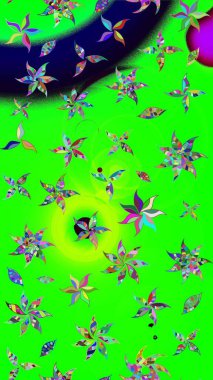 Yeşil ve mavi renkte güzel çiçekler, suluboya desenli, duvar kağıdı, kart ya da kumaş için fayanslı eskizler. Raster..