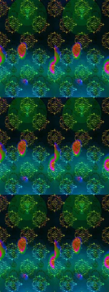 Raster dikişsiz çiçek deseni. Vadinin çiçekleri mavi, yeşil ve siyah renklerde.