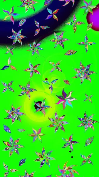 Yeşil ve mavi renkte güzel çiçekler, suluboya desenli, duvar kağıdı, kart ya da kumaş için fayanslı eskizler. Raster..