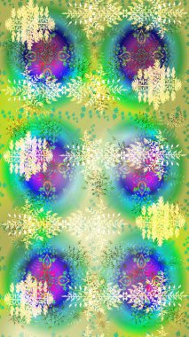 Soyut duvar kâğıdı, ambalaj dekorasyonu. Kışın sembolü, mutlu noeller, mutlu yeni yıl kutlaması Raster illüstrasyonu. Basit bir kar tanesi. Yeşil, nötr ve mavi renklerde şirin kar taneleri.