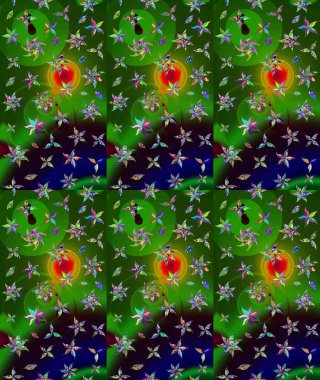 Moda baskıları için zarif bir şablon. Halk tarzı. Parlak renkli çiçekli ve yeşil yapraklı harika bir çiçek deseni. Modern çiçek arkaplanı.