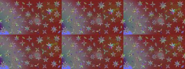 Çiçekli bahar çiçekleri. Küçük renkli çiçekler. Küçük çiçekte güzel bir desen. Moda baskıları için zarif bir şablon. Robot resim. Motley illüstrasyonu.