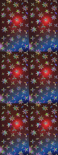 Çiçeksel kahverengi ve mor çizim deseni. Raster çiçek izi. Klasik taslak çizimi.