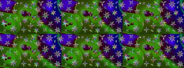 Yeşil ve mavi renklerde. Raster illüstrasyonu. Çiçek. Taslak dekoratif arka plan, çiçek mandala.