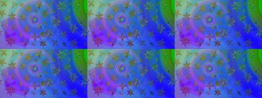 Çiçek desenli çizim. Güzel kumaş deseni. Raster illüstrasyonu. Asya tekstil tarzında. Renkli Bahar Teması eskiz kalıbı. Düz Çiçek Elementleri Tasarımı.