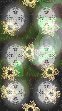 Tarafsız, gri ve yeşil renklerde geleneksel halk çiçekleri. Tekstil tasarımı için. Çiçeksiz desenli nakış işlemeli gelincikler ve vadi zambaklarıyla.