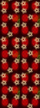 Süslü kumaş deseni. Düz Çiçek Elementleri Tasarımı. Raster illüstrasyonunda kusursuz çiçek deseni. Renkli Bahar Teması Kusursuz Arkaplan.