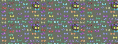 Raster. Bir sürü kelebek desenli çizim. Erkekler, kızlar, kıyafetler, duvar kağıtları için soyut bir model. Resimler gri ve nötr renklerde. Fantezi illüstrasyon.