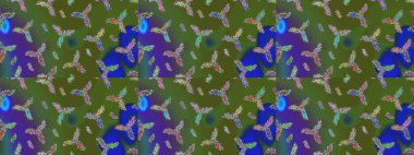 Raster Noel soyut renkli arka plan ve tatlı kar tanesi. Yeşil, mavi ve menekşe rengi ve kar taneleri. Raster illüstrasyonu.