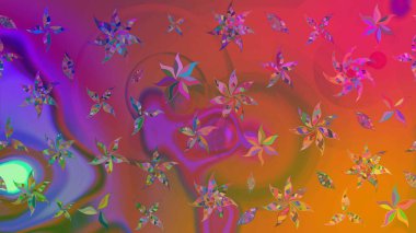 Çizgi çizimi kalıbı. Şirin çiçekler. Raster Moda kumaş deseni.