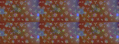 Kahverengi ve nötr renklerde etnik çiçekli zarif eskiz deseni. Asya Tekstil 'inde Raster Çiçek İllüstrasyonu.