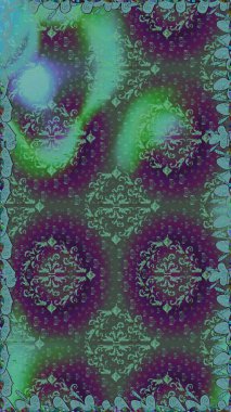 Suluboya kusursuz desen. Çiçekler suluboya tarzında yeşil renkte. Çiçek izi.