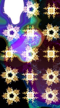 Raster Noel soyut renkli arka plan ve düşen kar tanesi. Noel süslemeleri ve Noel süslemeleri.