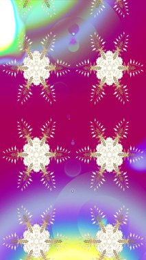 Yeni yıl kar tanesi. Güzel soyut kar tanesi raster tasarımı. Düz kar karalama ikonları, kar taneleri silueti altın renklerde Noel afişi, kartlar.